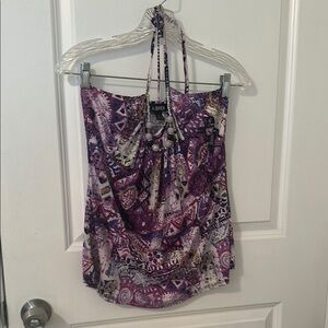 A. Byer Purple Ruched Halter Tank Top